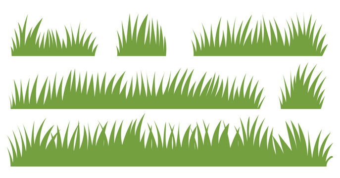 Green grass collection, nature grass silhoette