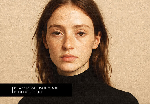 Beige And Black Oil Painting Photo Effect
