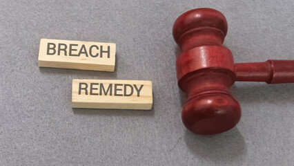 Symbolic representation of legal breach and its corresponding remedy, with a judge's gavel underscoring the pursuit of justice and resolution within the judicial system