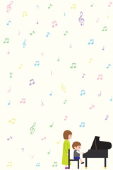 ピアノを弾く男の子と先生の壁紙
