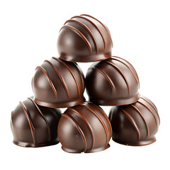 Naklejka premium Stack of dark chocolate truffles isolated on white background