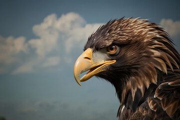 portrait of a eagle on blue