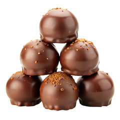 Fototapeta premium Stack of delicious chocolate truffles isolated on white background