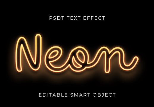 Orange Neon Text Effect Glowing Light Script Font
