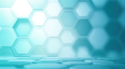 Abstract blue hexagonal grid pattern with a glowing light effect, creating a futuristic and modern geometric background