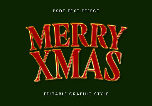 Red And Gold Christmas Text Effect Retro Bold Font