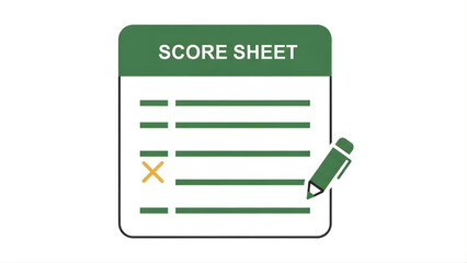 Score Sheet Illustration with Checklist and Pen Graphic