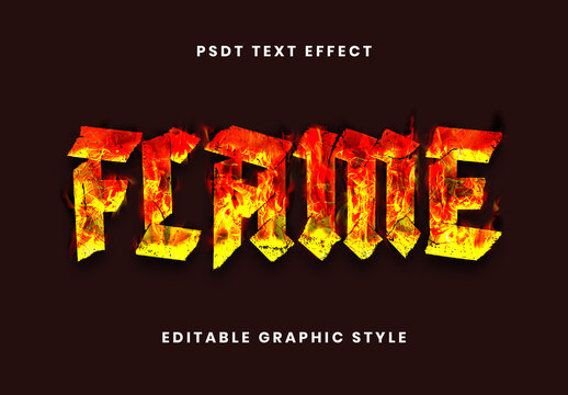 Red And Yellow Flame Text Effect Cracked Burning Fire Font