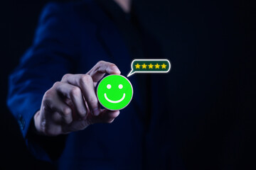 Customer Satisfaction Concept Satisfaction given by the highest five-star rating user rating service experience in online application 
