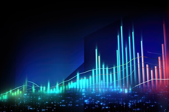 Vibrant abstract sound wave visualization with neon lights