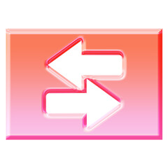 Glossy 3D Exchange Arrows icon with glassmorphism effect - Y2K inspired jelly swap symbol in pink gradient