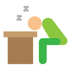 Sleep at Desk Vector Flat Icon Design