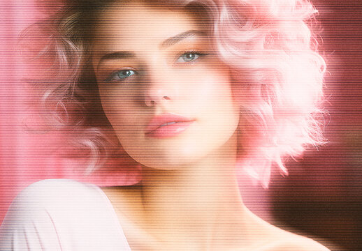 Pink And White Frequency Wave Photo Effect