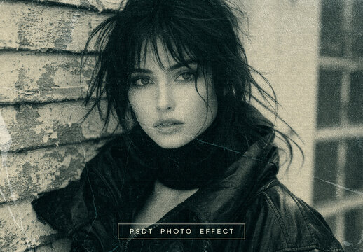 Black And Beige Vintage Grunge Print Photo Effect