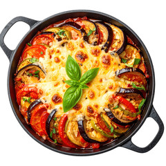 Savory italian peperonata with stewed peppers isolated on white background, perfect for creating transparent recipe pngs