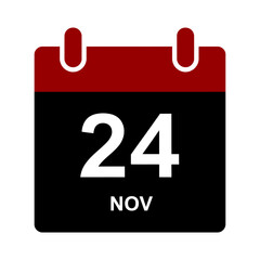Fototapeta premium Single Vector Icons of November 24th Calendar Icon with Red and Black Design. EPS Editable
