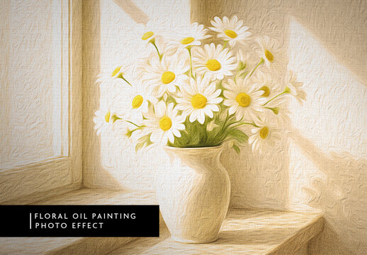 White And Yellow Oil Painting Photo Effect