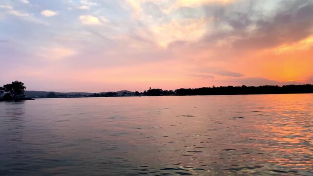 sunset over Swansea Channel from Pelican NSW