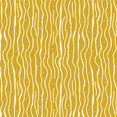 Seamless Hand-Drawn Floral Pattern on Mustard Yellow Background