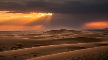 Stormy Sunset in a Desert Land