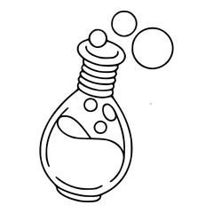 alchemy elixir flask and bubbles line art graphic