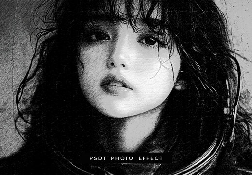 White And Black Distressed Grunge Print Photo Effect