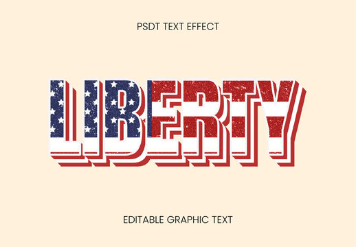 Blue And Red Grunge Patriotic USA Text Effect Vintage American Layered Font