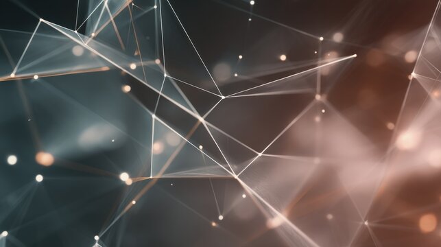 An abstract composition featuring interconnected lines and glowing dots, creating a futuristic and digital atmosphere. - Powered by Adobe