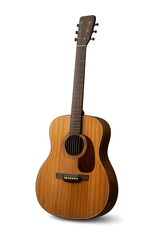 Obraz premium Classic wooden acoustic guitar isolated on transparent background