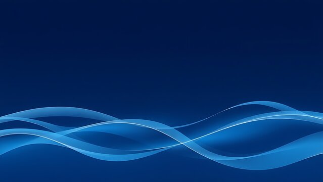 unanimity. Flowing wave patterns in deep blue with elegant curves and smooth gradients, minimalist aquatic scene. travel magazines, destination branding, designed for travel destination branding.
