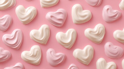 Obraz premium Heart shaped meringue on pink