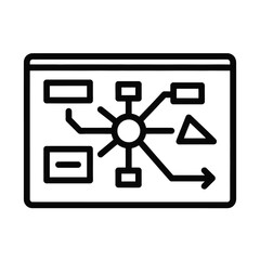 Flowchart diagram on a computer screen representing strategy and planning