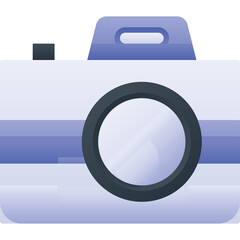 Simple Stylized Digital Camera Icon With Gradient Blue and Purple Tones on a Transparent Background Representing Photography and Technology