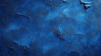 close-up of blue textured wall with peeling paint and rough uneven surface