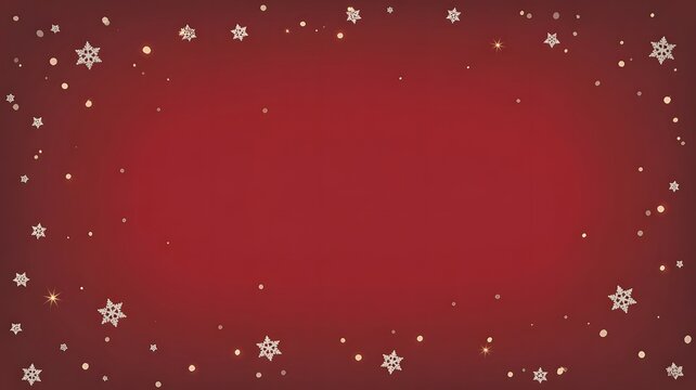 Festive red background with falling white snowflake border design