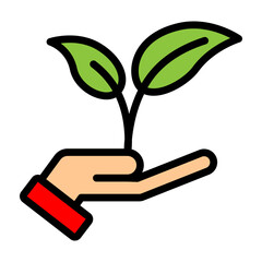 Plant in Hand Vector Filled Icon Design
