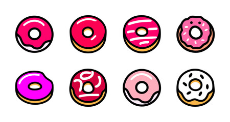 Cute Donut Icons Pack: Pink Sweet Dessert Set