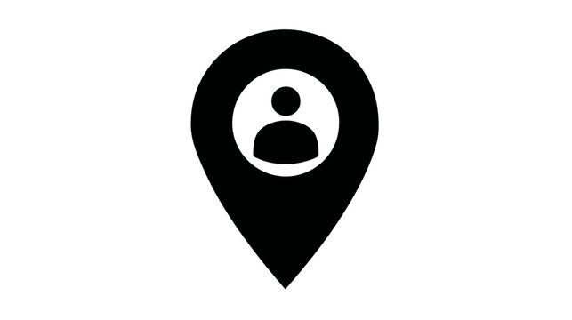 User location pin icon, profile address map marker graphic, person pinpoint symbol for contact, GPS navigation, find people concept.