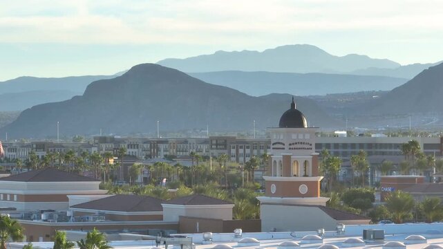 Aerial Montecito Marketplace Las Vegas Mountains Flyover