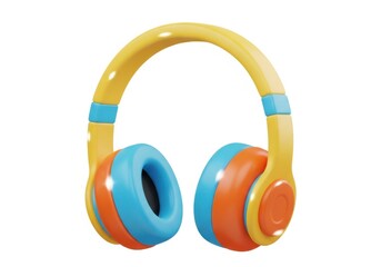 Colorful children s headphones isolated on white background