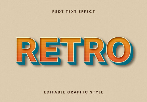 Orange And Blue Retro Style Text Effect Bold Vintage 3D Font