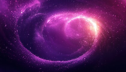 swirling purple and pink cosmic vortex with glowing star core and sparkling stardust, evoking wonder and mystery