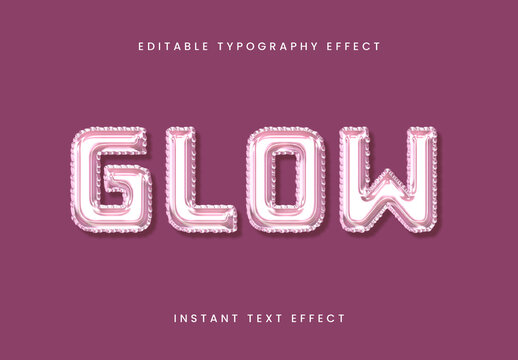 Pink And White Inflated Glossy 3D Text Effect Metallic Balloon Shiny Font