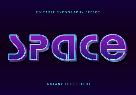 Purple And Blue Space 3D Text Effect Futuristic Chrome Gradient Font