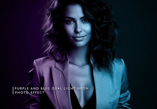 Purple And Blue Dual Light Neon Photo Effect