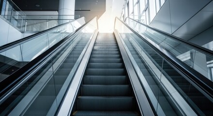 Empty escalator in a modern building.