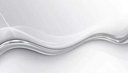 Abstract white and silver flowing wave pattern with subtle texture Elegant gray gradient background