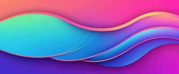 Vibrant abstract background with smooth flowing layered waves Multiple gradient colors pink blue purple and teal