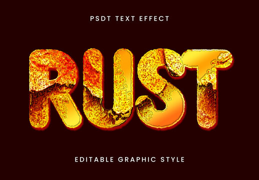 Red And Yellow Corroded Metal Text Effect Rust Grunge Distressed Font