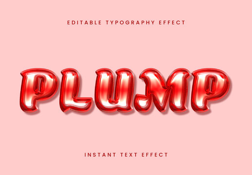 Red Inflated Glossy 3D Text Effect Balloon Shiny Font
